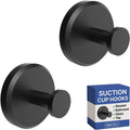 Suction Cup Hooks for Shower, Bathroom, Kitchen, Glass Door, Mirror, Tile – Loofah, Towel, Coat, Bath Robe Hook Holder for Hanging up to 15 Lbs – Waterproof, Dark, Matte Black (2-Pack)