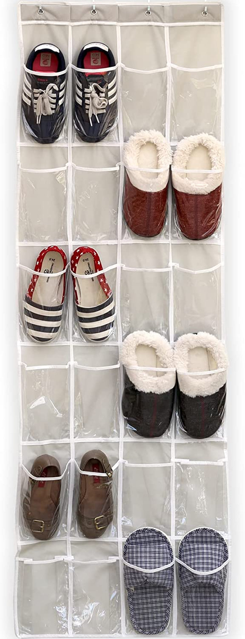 Simplehouseware Crystal Clear over the Door Hanging Shoe Organizer, 24 Pockets, Grey (162.6 Cm H X 48.6 Cm W)