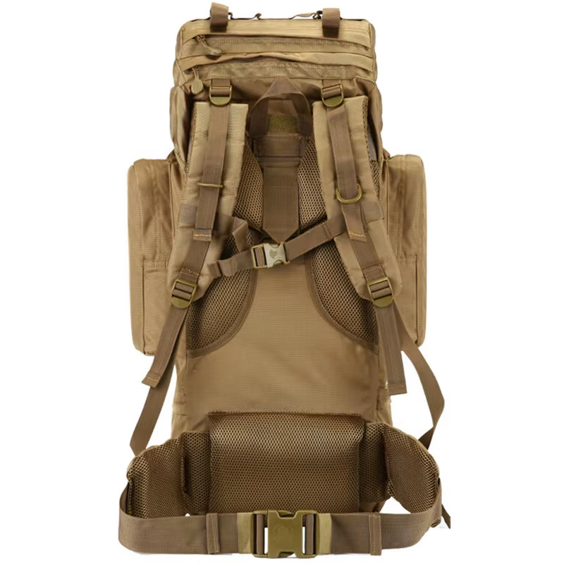70L Large Backpack Outdoor Sports Bag 3P Tactical Bags for Hiking Camping Climbing Waterproof Wear-Resisting Nylon Bag