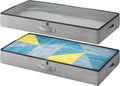 under Bed Storage Containers 2 Pack -Underbed Storage with Plastic Cover-Organizers Bin Low Profile under Bed Storage 4.3" Thin Slim -Bedding/Rv Storage/Blanket/Shoe/Clothes Drawers
