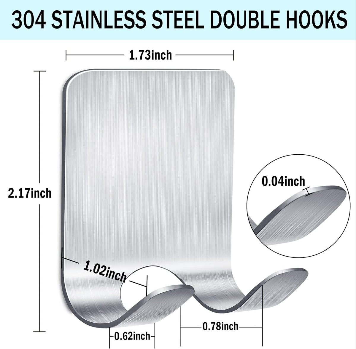 Razor Holder for Shower, 4 Pack Stainless Steel Razor Holder Hooks, Waterproof Self-Adhesive Shaver Holder Hanger Hooks for Bathroom Kitchen to Organize Loofah Robe Towel Plug Coat