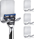 Razor Holder for Shower, 4 Pack Stainless Steel Razor Holder Hooks, Waterproof Self-Adhesive Shaver Holder Hanger Hooks for Bathroom Kitchen to Organize Loofah Robe Towel Plug Coat