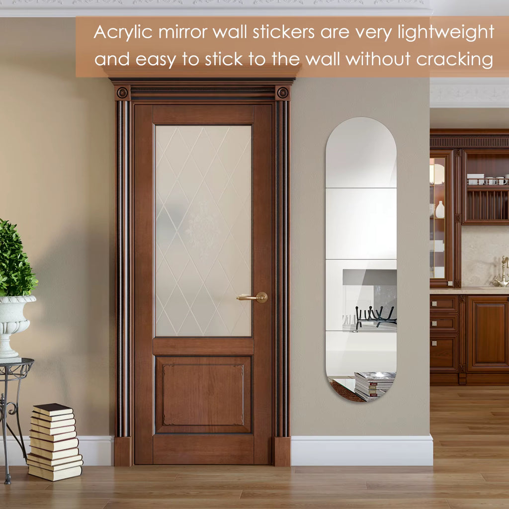 4 Pcs Full Length Acrylic Mirror Set Self Adhesive Acrylic Mirror DIY Flexible Mirror Stickers for Living Room Bathroom Decor