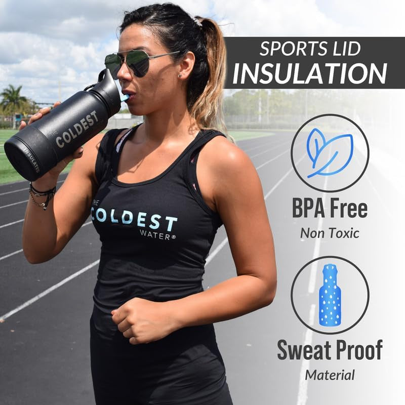 Coldest Insulated Water Bottle with Straw Lid - Stainless Steel Metal Thermos for Men & Women (Oceanic Green, 32 Oz)