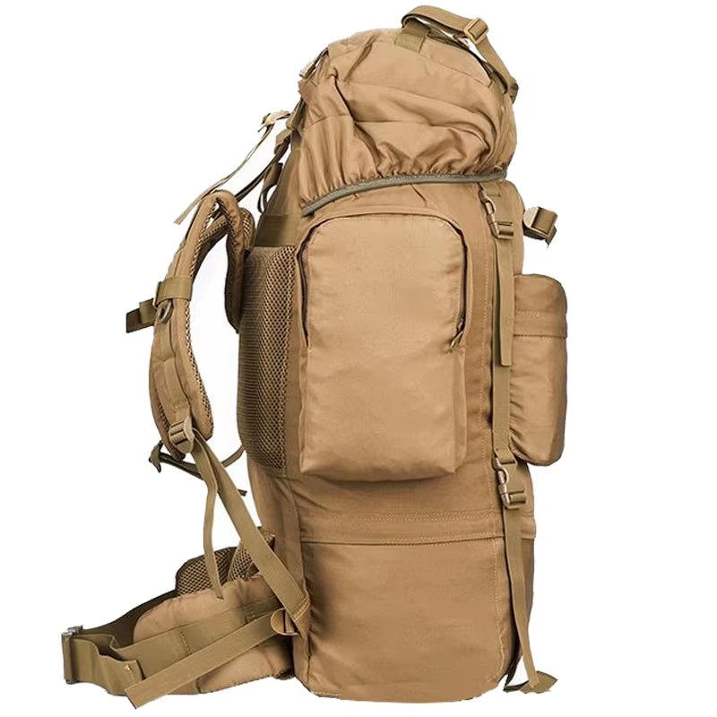 70L Large Backpack Outdoor Sports Bag 3P Tactical Bags for Hiking Camping Climbing Waterproof Wear-Resisting Nylon Bag