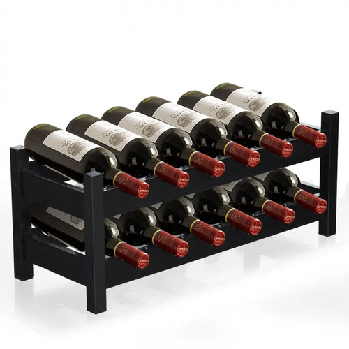 12 Bottles 2-Tier Bamboo Storage Shelf Wine Rack
