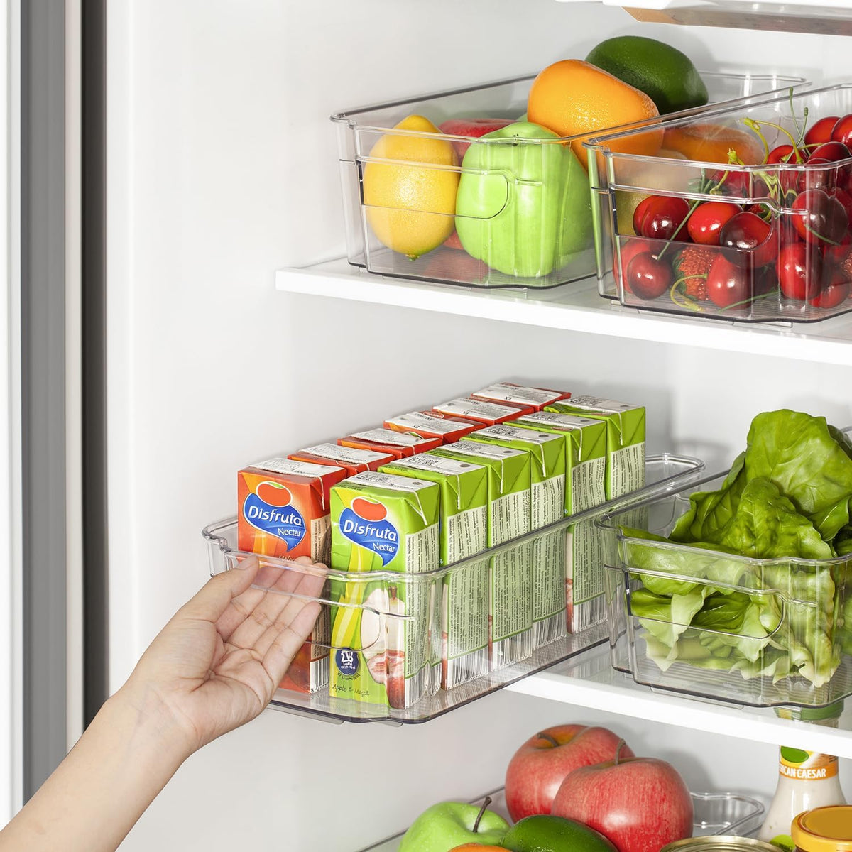 Refrigerator Organizers and Storage - 8Pcs Clear Plastic Bins for Fridge, Freezer, Kitchen Cabinet, Pantry Organization, BPA Free Fridge Organizer, 12.5" Long, Clear