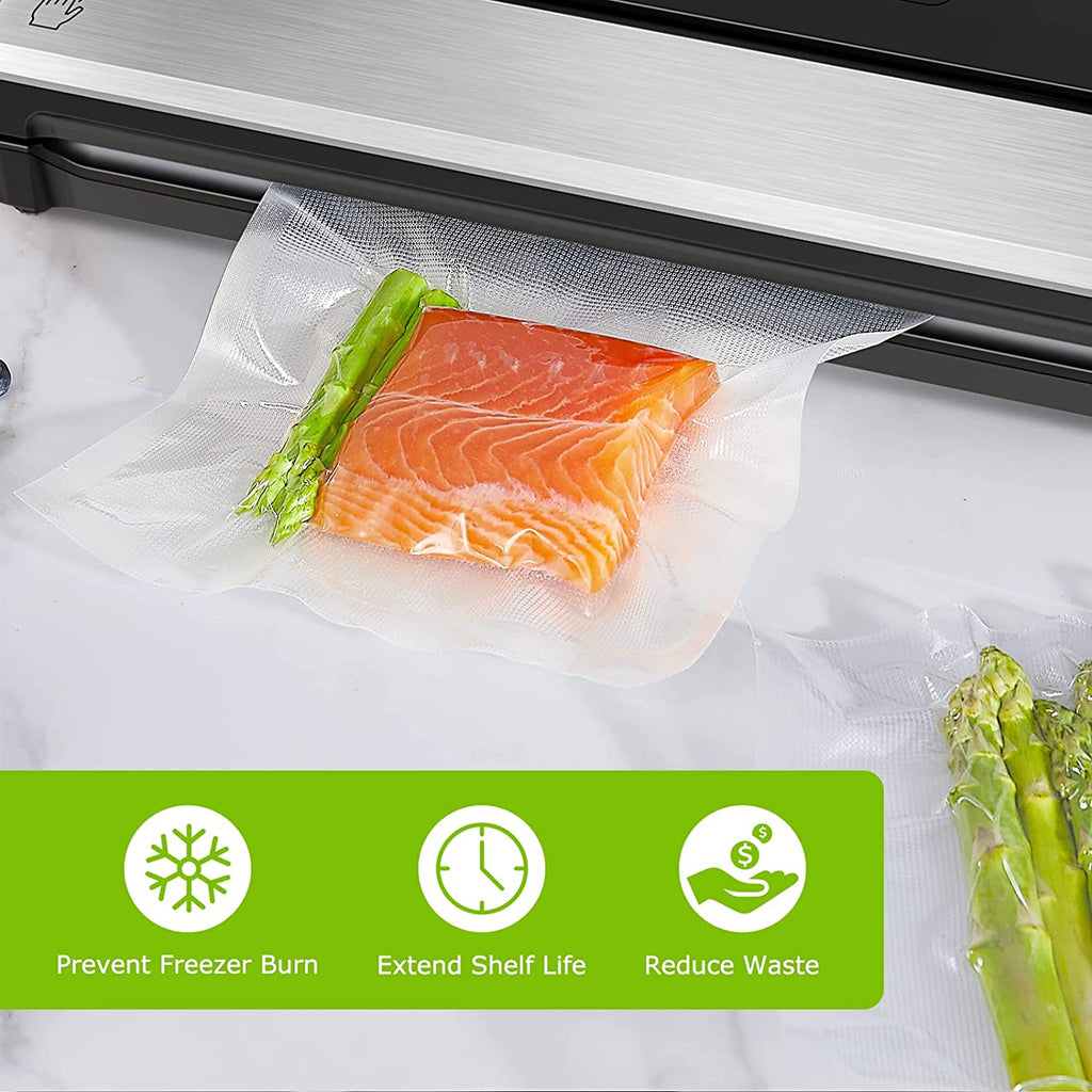 Precut Vacuum Food Sealer Bags 100 Pint 6" X 10", BPA Free, Commercial Grade Textured Food Vacuum Sealer Bag, Thick Embossed Bags for Food Storage and Sous Vide Cooking VB3204