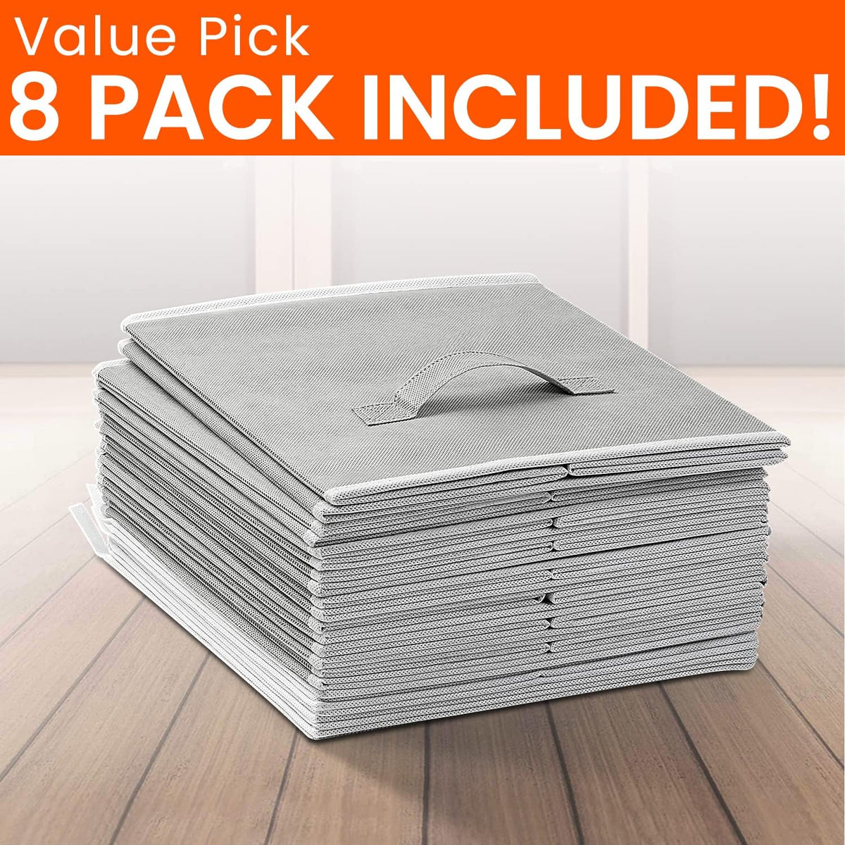 Storage Cubes - 11 Inch Heavy Duty Fabric Storage Bins for Shelves Closet, Cube Organizer - 8 Pack Collapsible Cube Storage Bins Baskets for Organizing Clothes Blankets Toys (Grey)