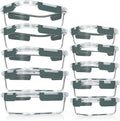 10 Pack Glass Meal Prep Containers, Airtight Glass Lunch Containers, Stackable Glass Food Storage Containers Set with Lids,Exclusive of Bpa,For Microwave, Oven, Freezer & Dishwasher,Grey
