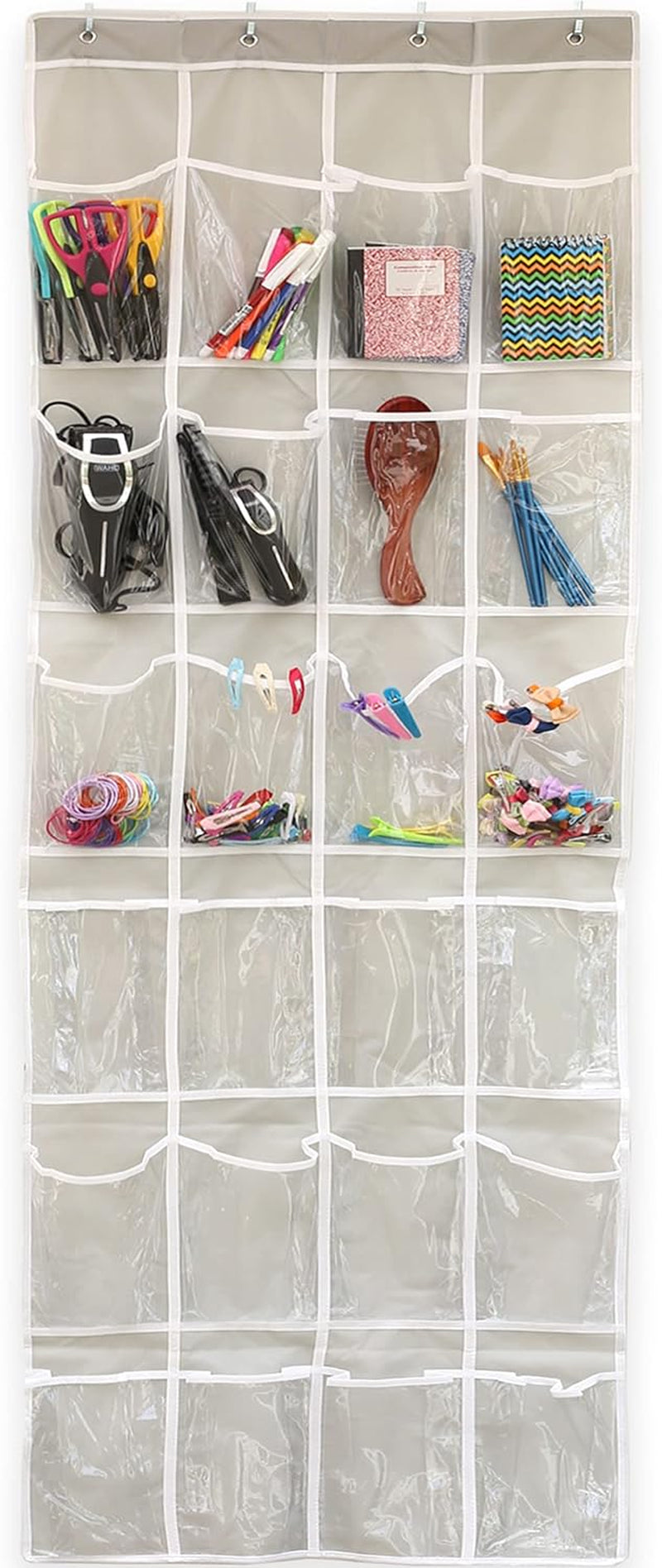 Simplehouseware Crystal Clear over the Door Hanging Shoe Organizer, 24 Pockets, Grey (162.6 Cm H X 48.6 Cm W)