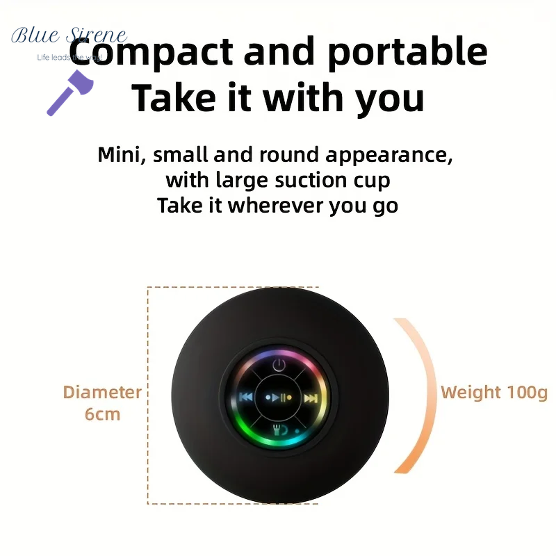 New Bathroom Waterproof Wireless Bluetooth Speaker Large Suction Cup Mini Portable Speaker Outdoor Sports Stereo Speaker