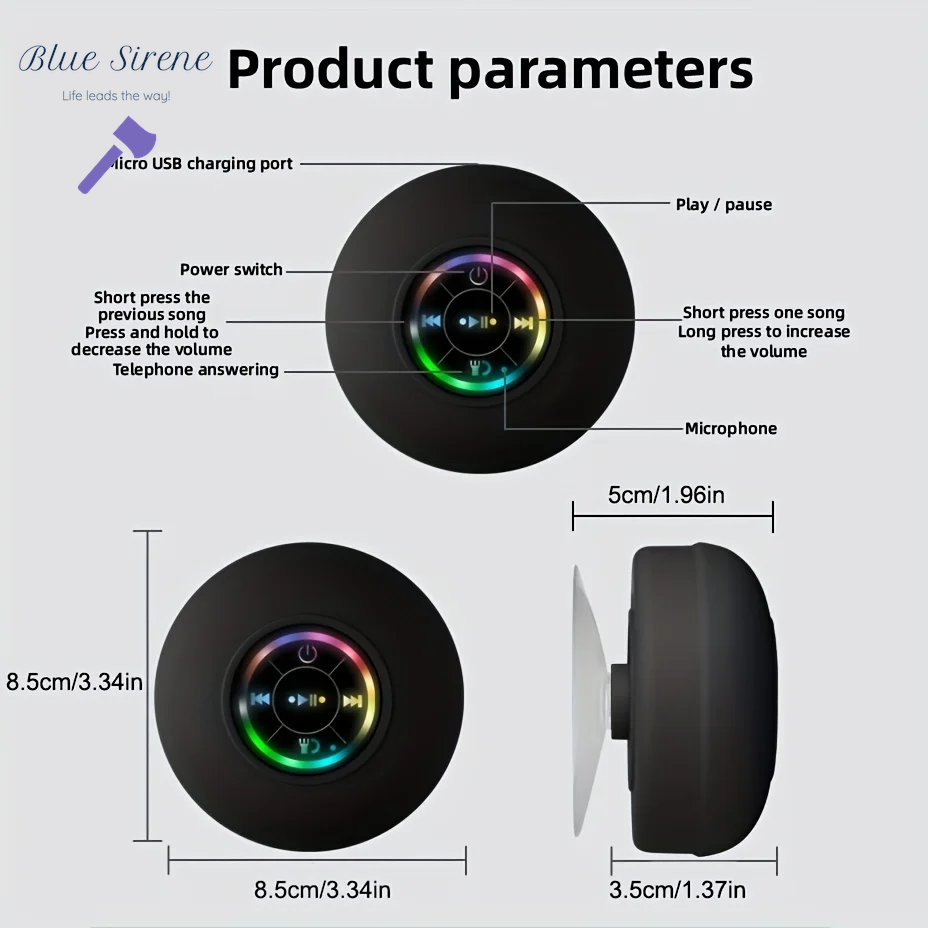New Bathroom Waterproof Wireless Bluetooth Speaker Large Suction Cup Mini Portable Speaker Outdoor Sports Stereo Speaker